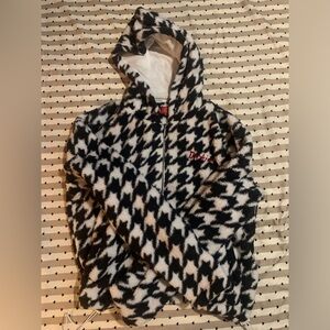 Warm Dickies sick patterned Houndstooth Sherpa fleece sweater